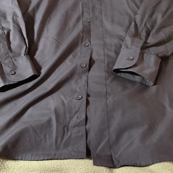 Men’s Edwards black button up, long sleeve, collarless dress shirt.  Size XL - Picture 3 of 6